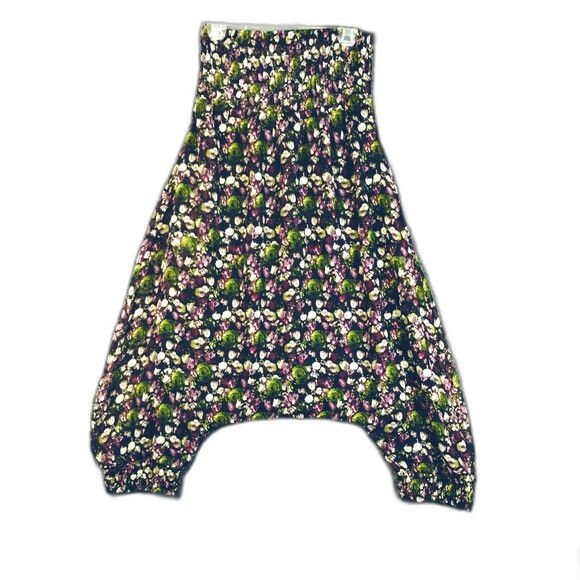 Harem Smock Waist Cuffs Chiffon Pants Size S Purple White Festival Party - Picture 9 of 13